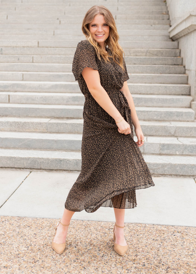 Carmela Black Pleated Dress