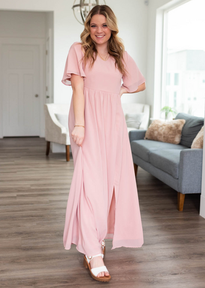 Blush chiffon dress