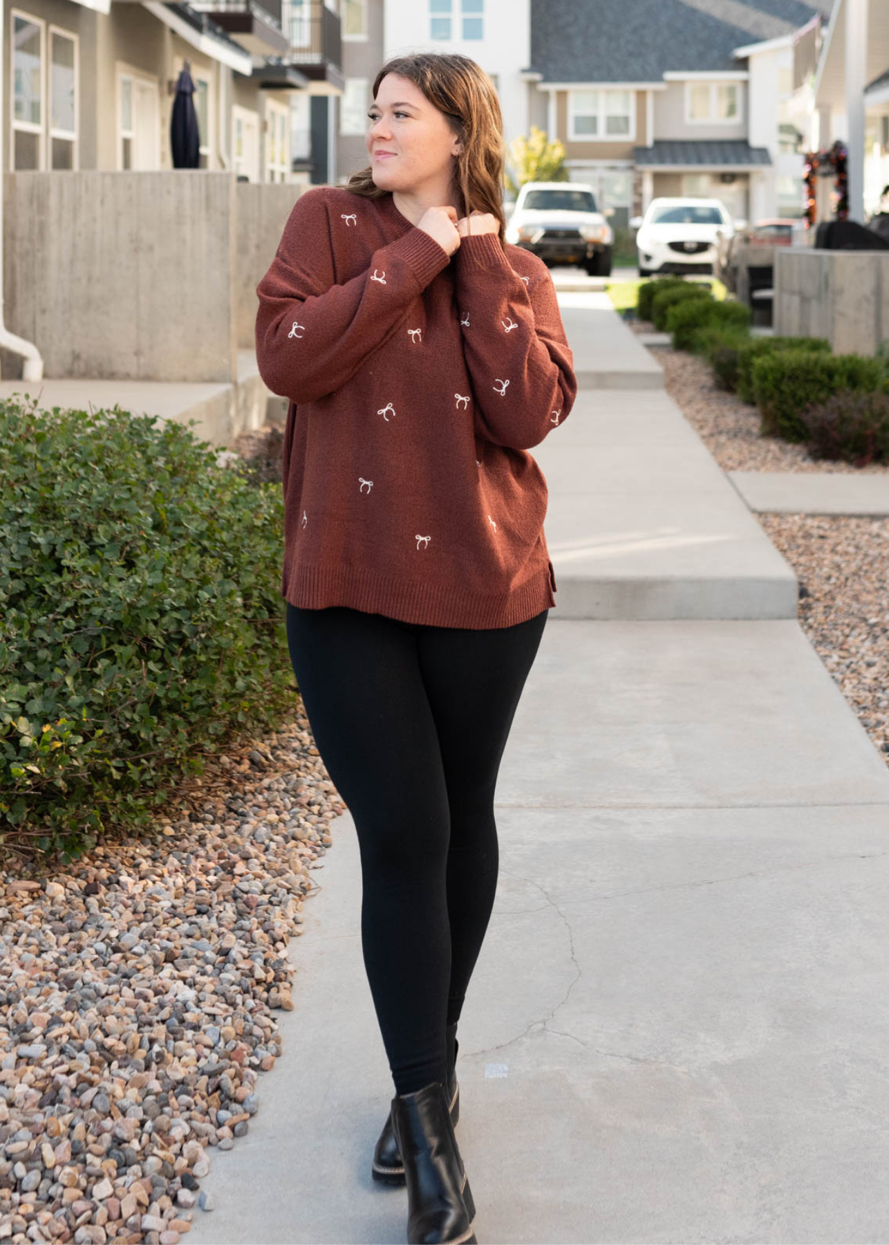 Long sleeve plus size sienna bow sweater