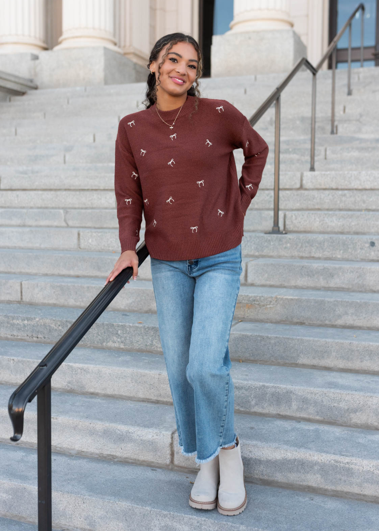 Sienna bow sweater with ivory bows