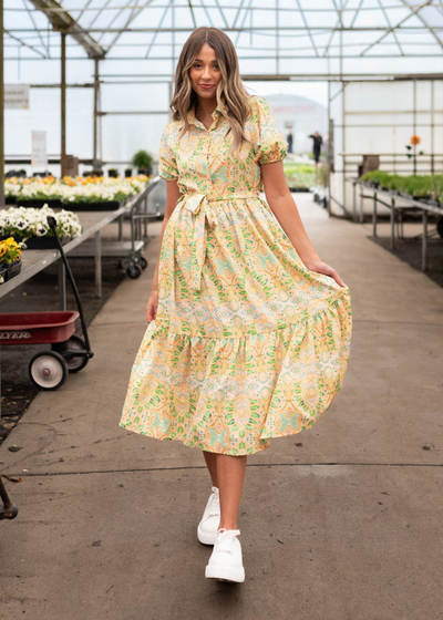 Green floral dress