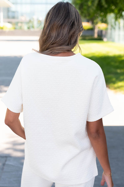 Chloe Ivory Knit Pattern Top