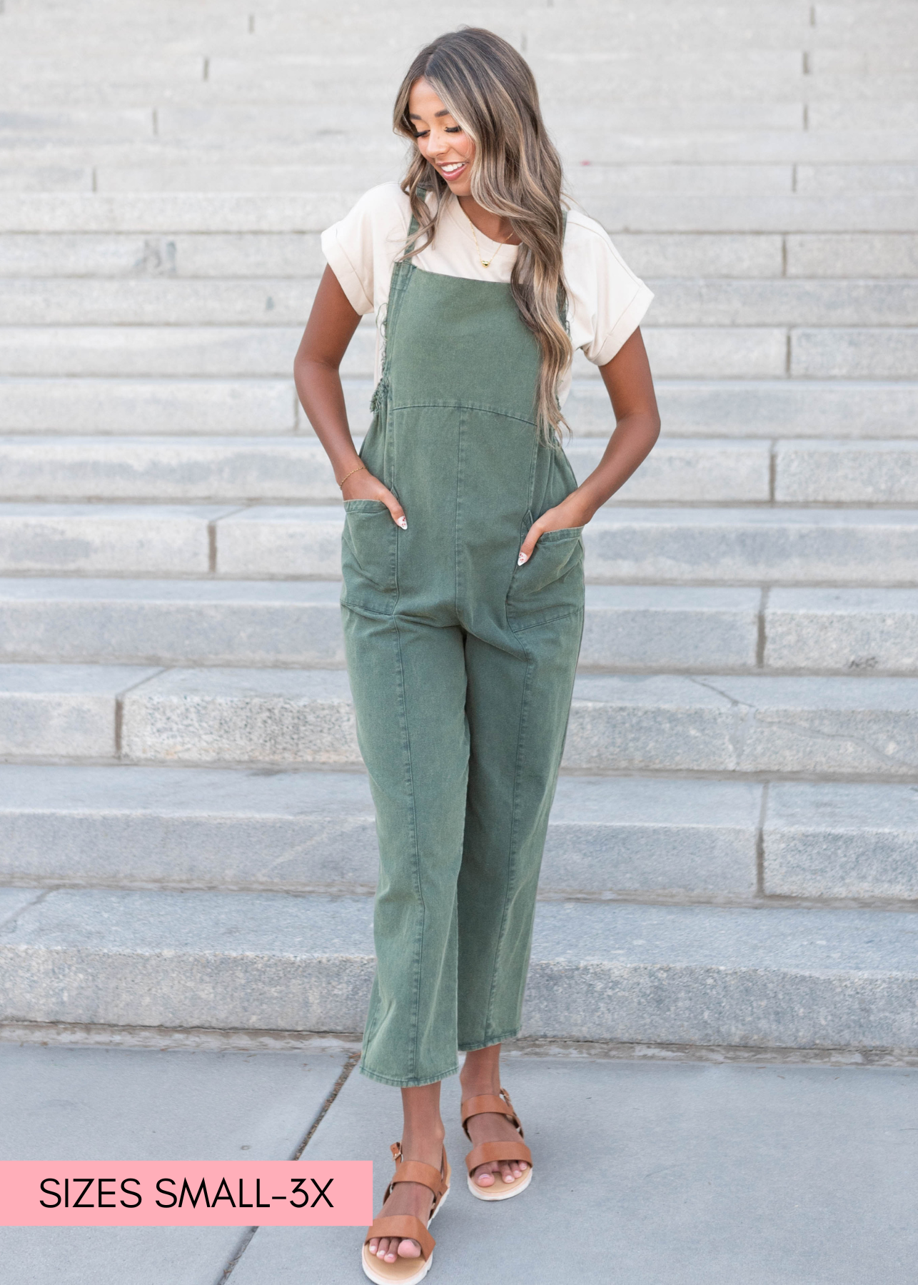 Crop hunter green washed jumpsuit