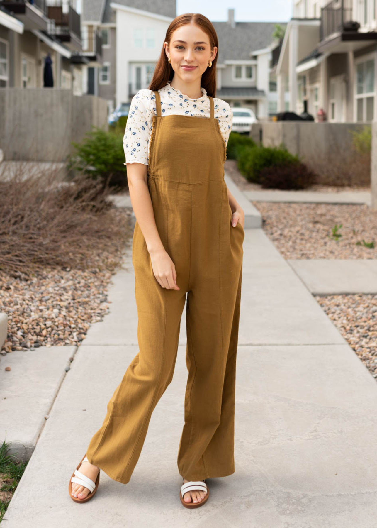 Wide leg Dark Mustard washed jumpsuit 