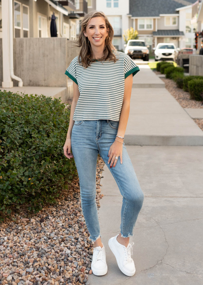 Green stripe top