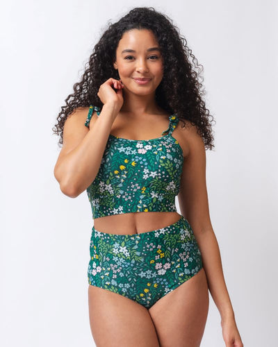 Cottage Floral/ Basil Reversible Ultra High-Waist Bottom