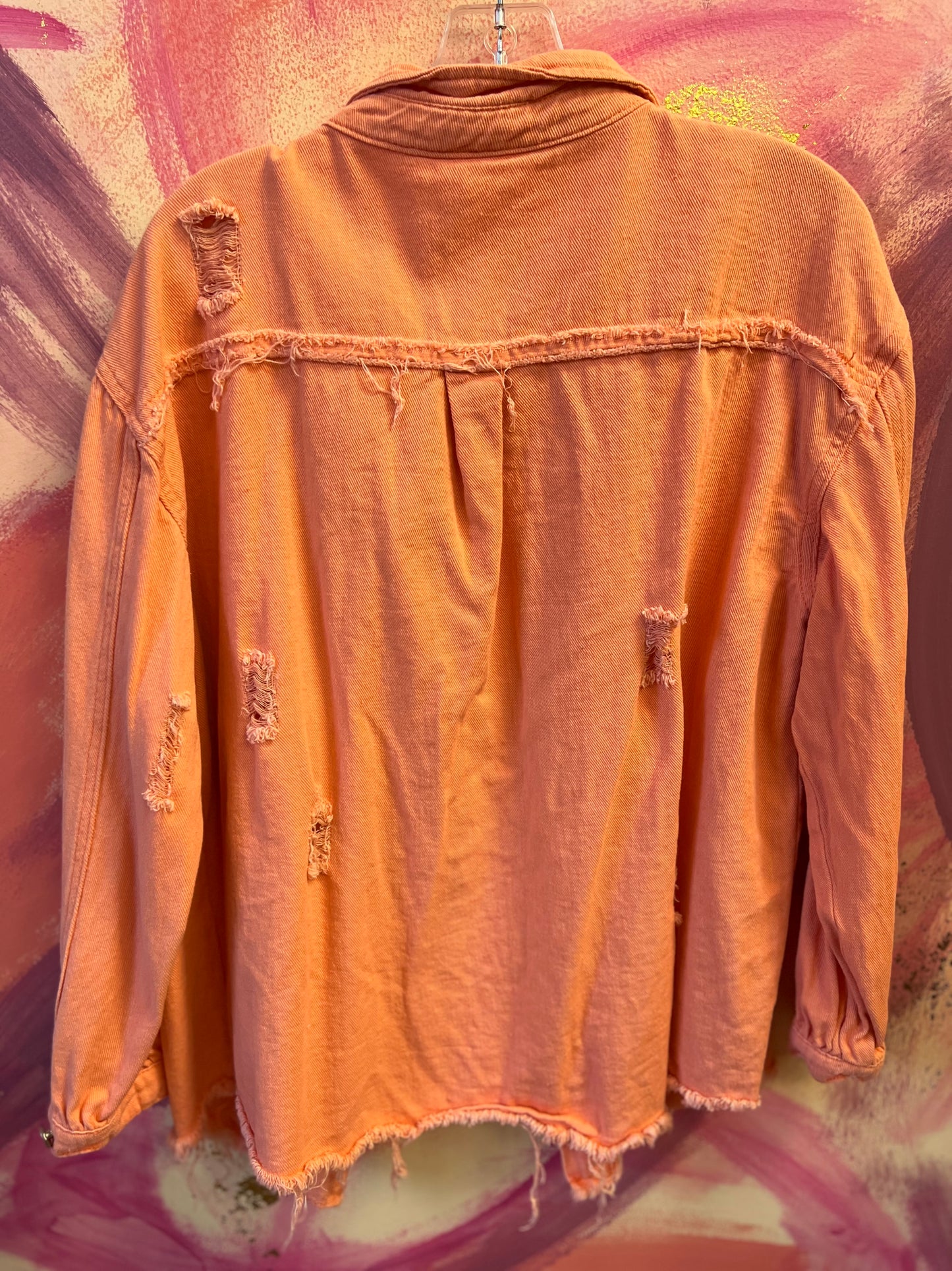 (1XL) Coral Denim Jacket