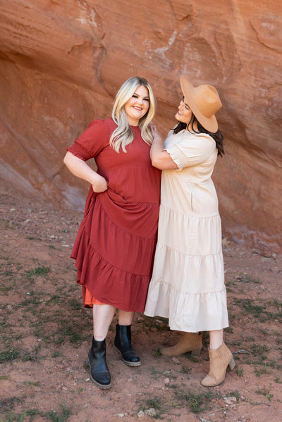 Janessa Tiered Rust Dress