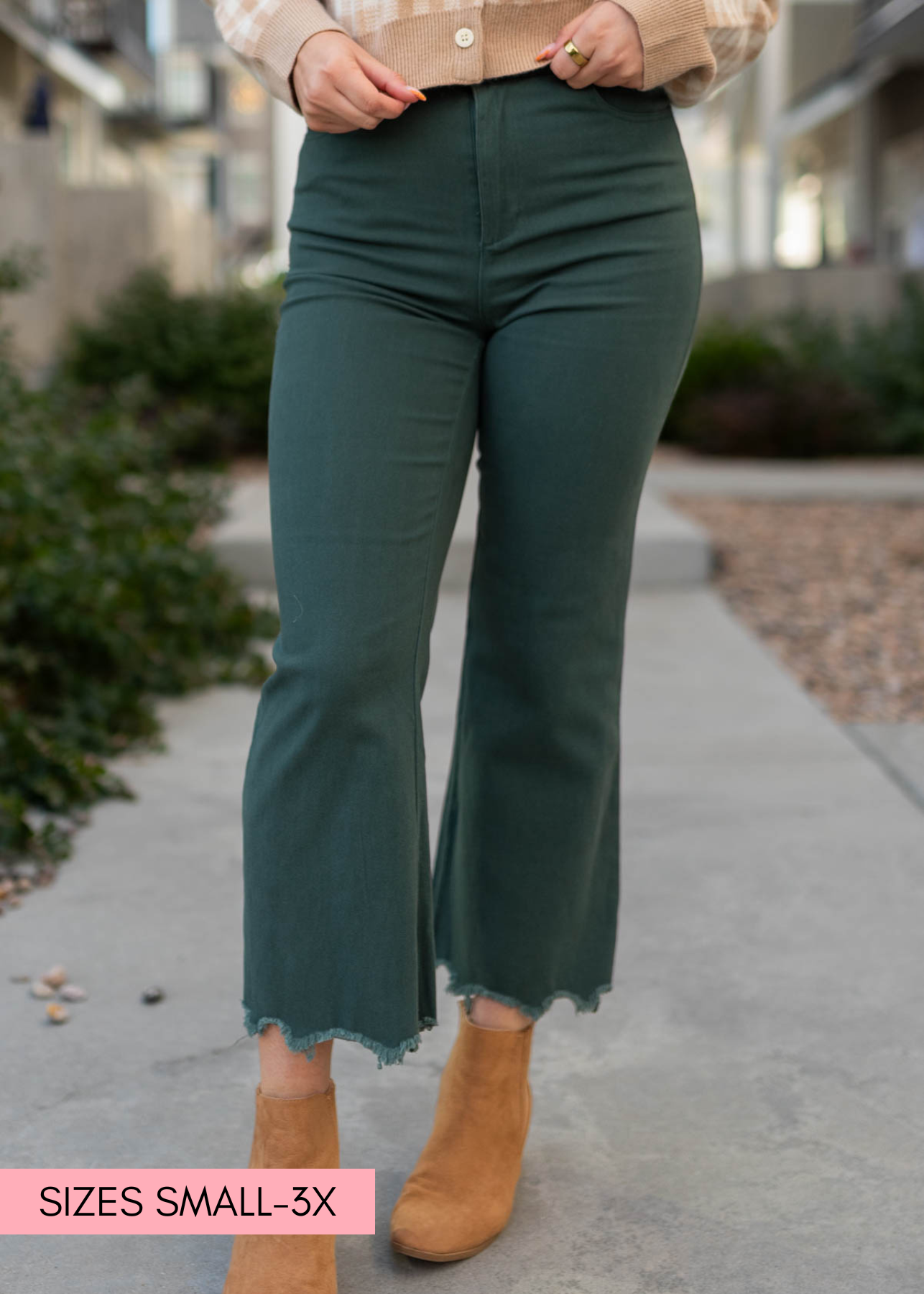 Hunter green wide leg pants 