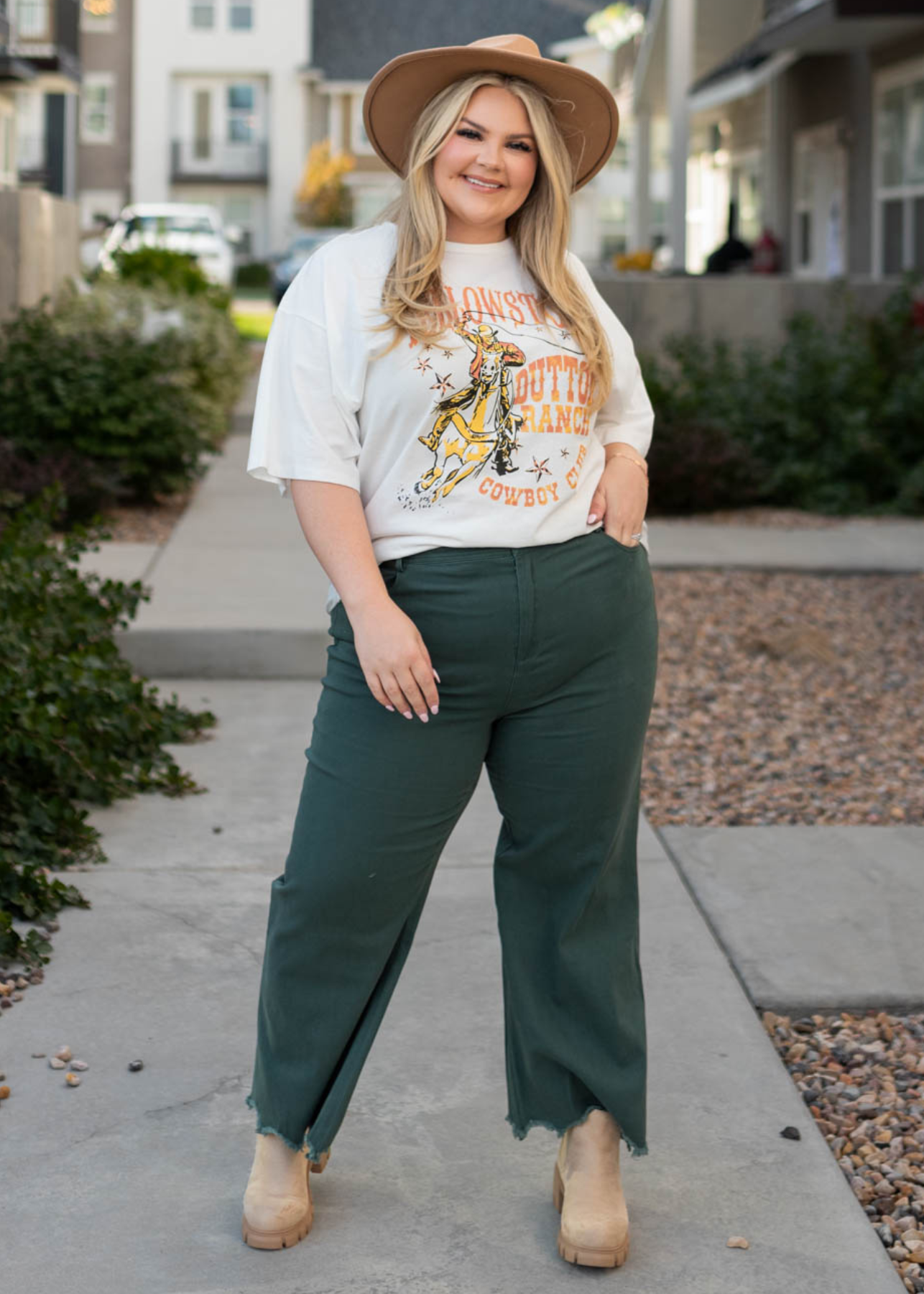 Plus size hunter green wide leg pants