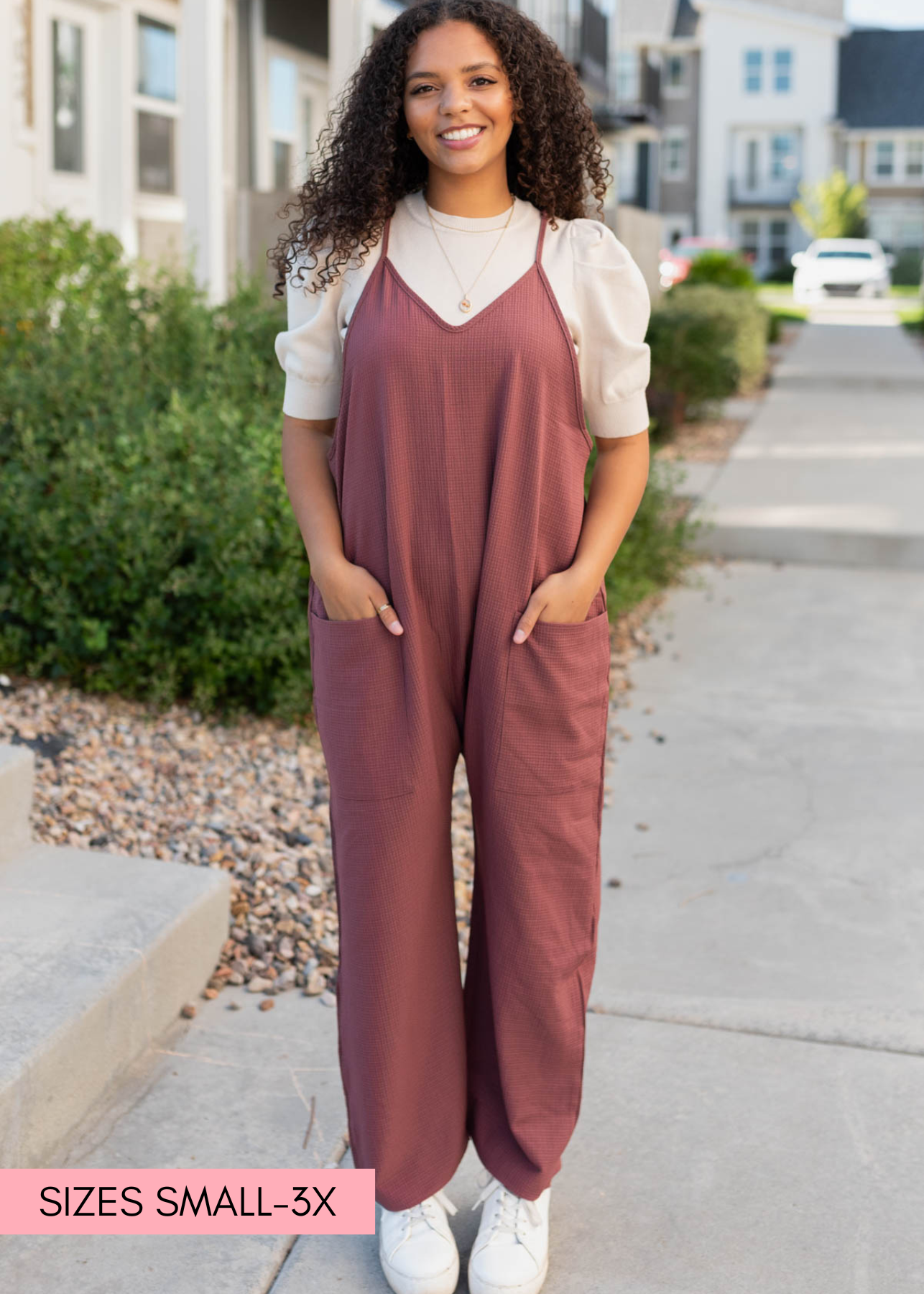 Wide leg mahogany woven overalls