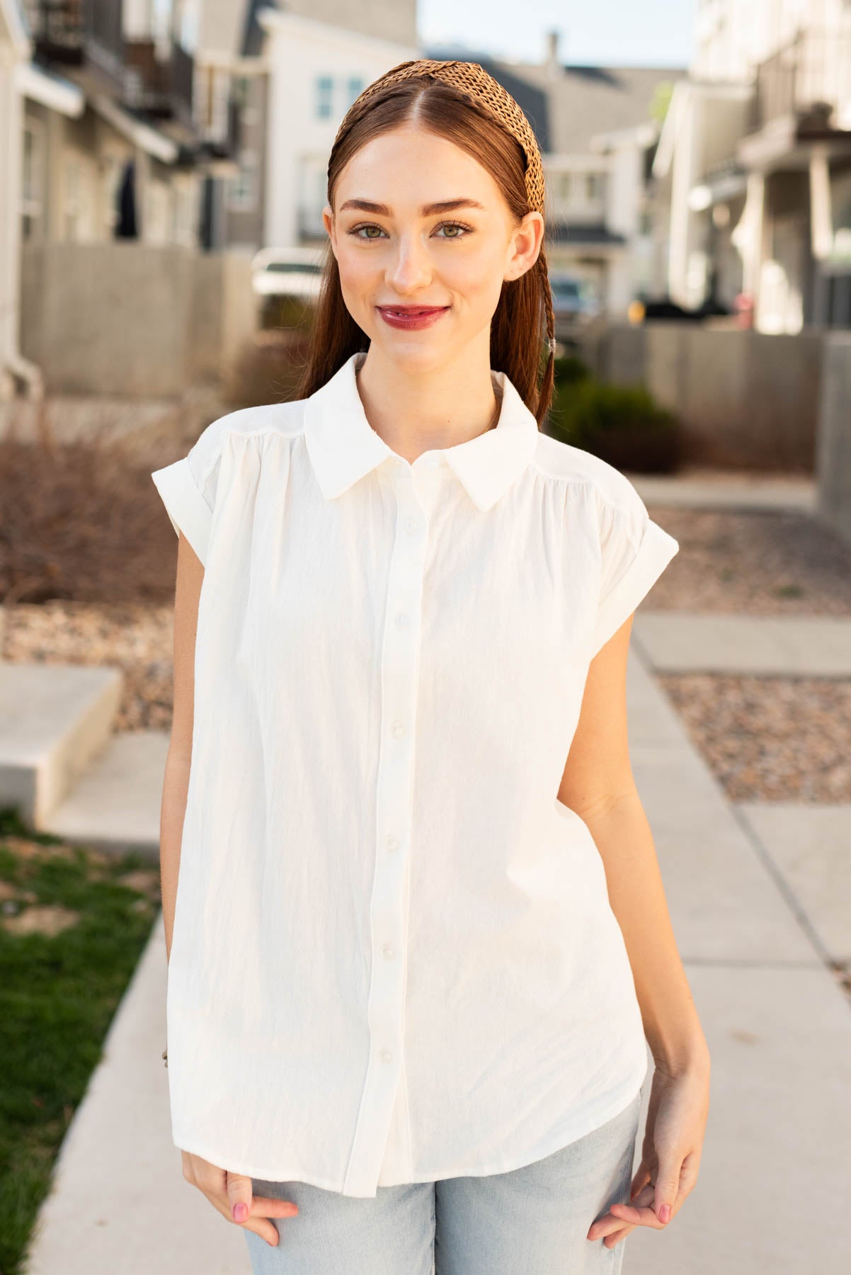 Button down off white blouse