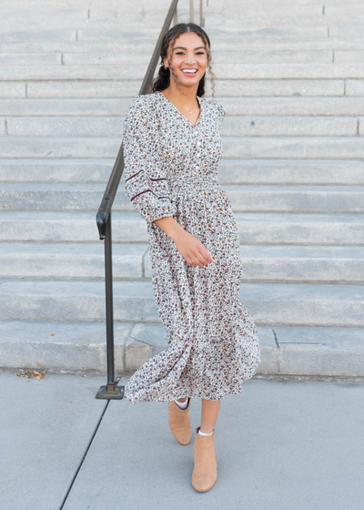 Burgundy floral dress