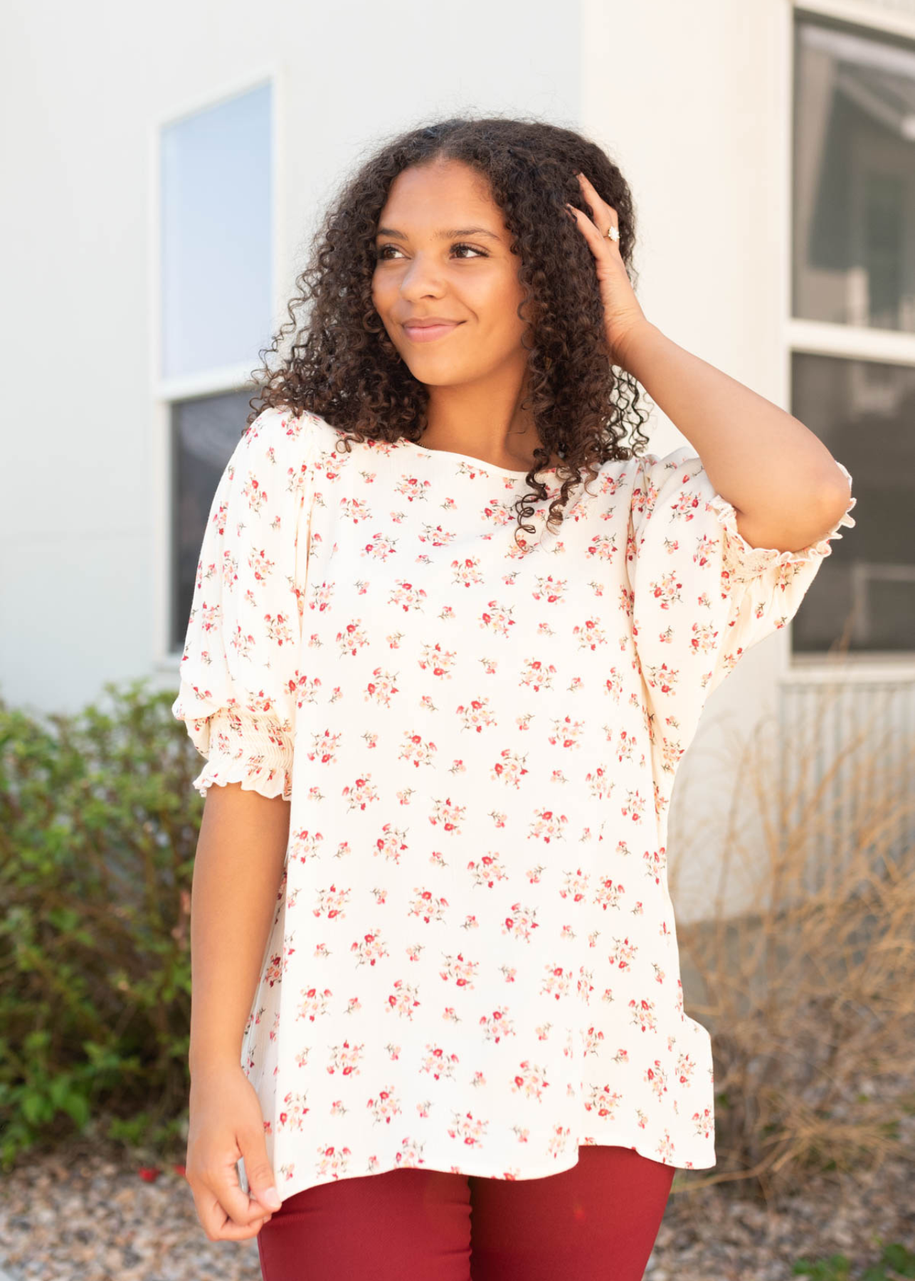 Cream floral top