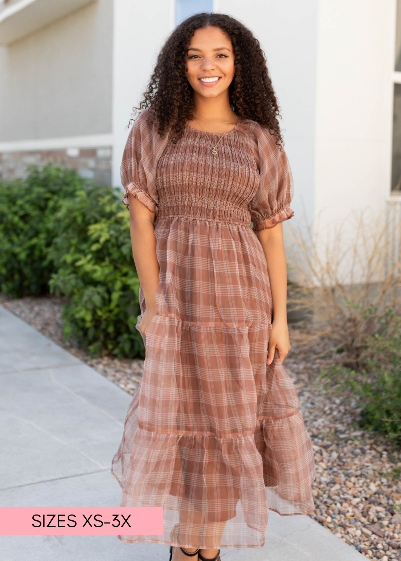 Brown plaid dress