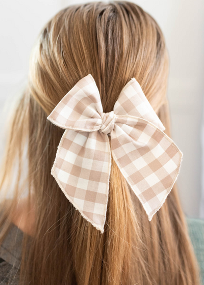 Neutral gingham bow