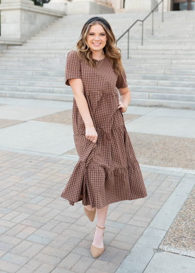 Brown gingham dress