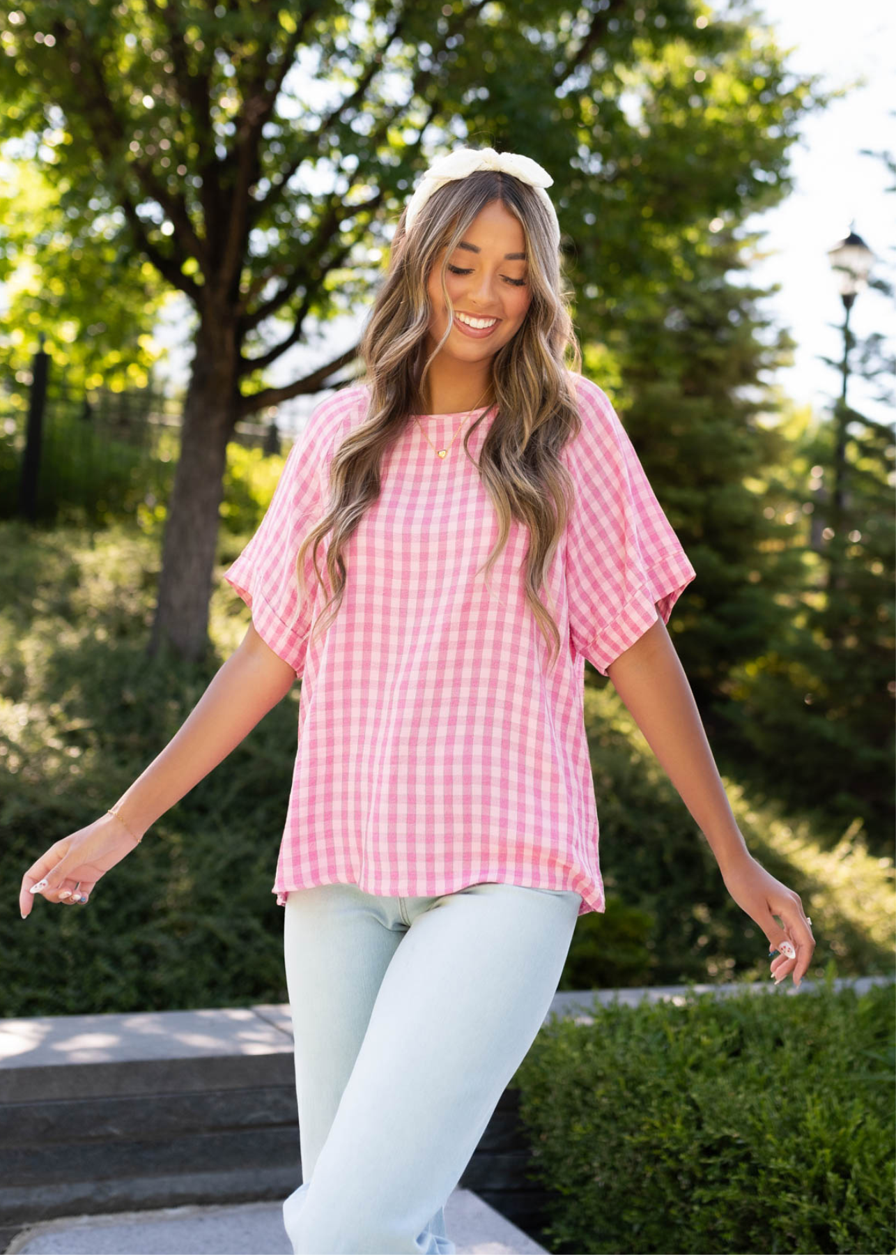 Emory Pink Gingham Top