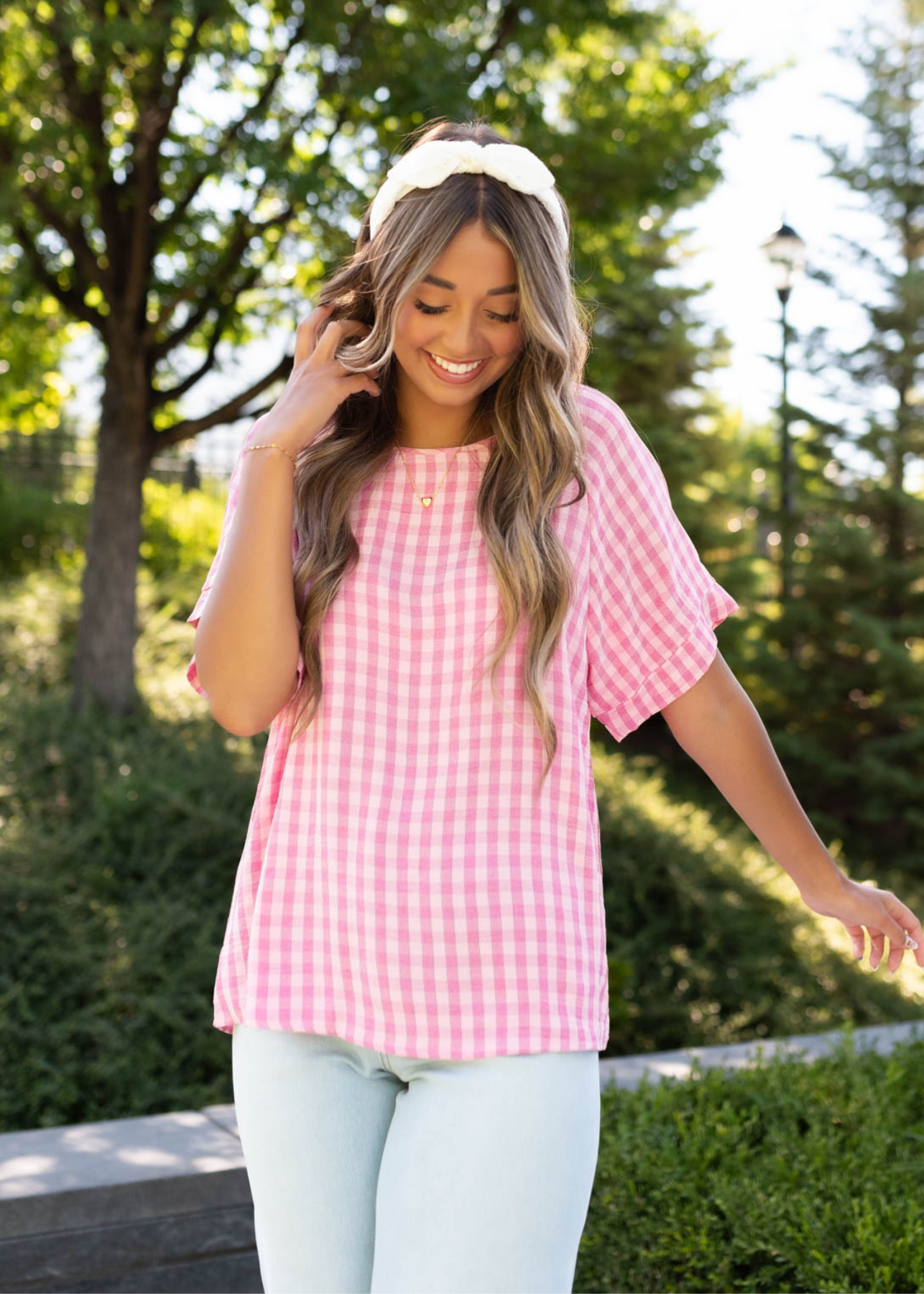 Emory Pink Gingham Top