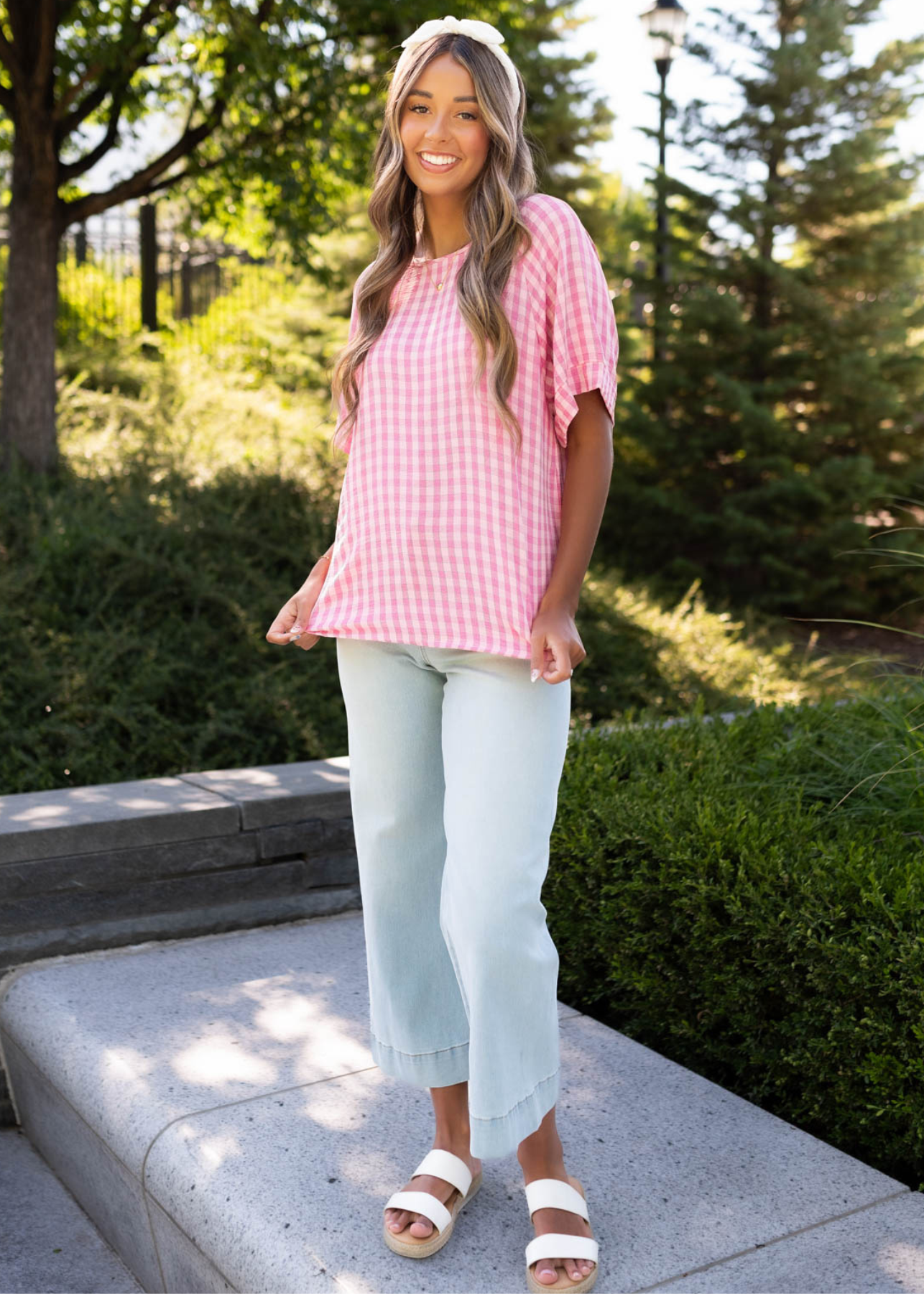 Emory Pink Gingham Top