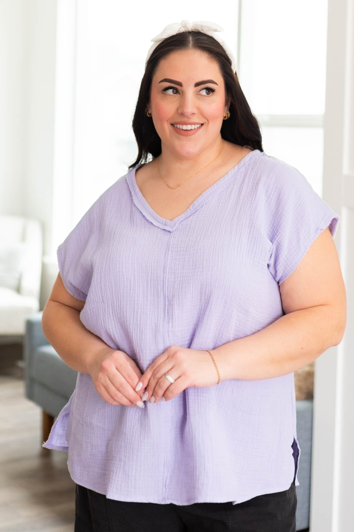 Plus size lavender top