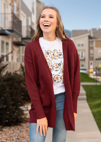 Small burgundy cardigan