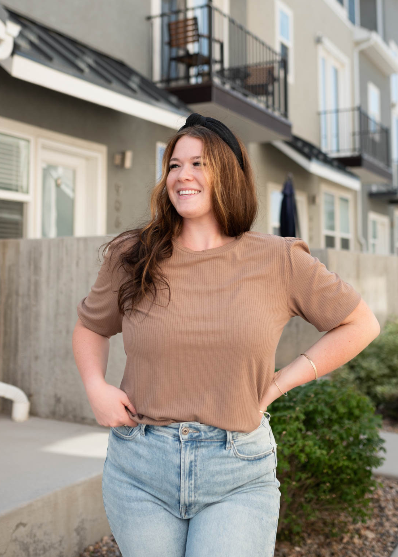 Plus size basic brown top