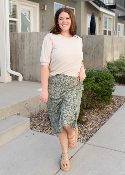 Plus size short sleeve basic oatmeal top