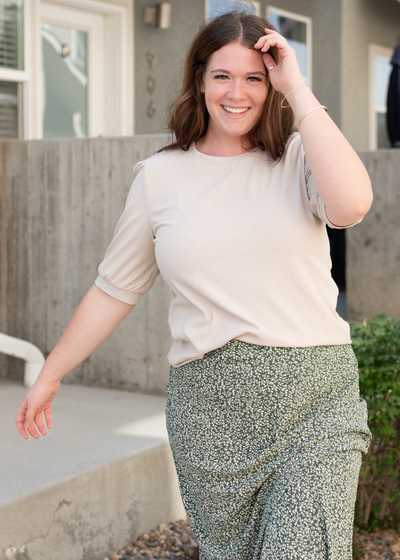 Plus size basic oatmeal top