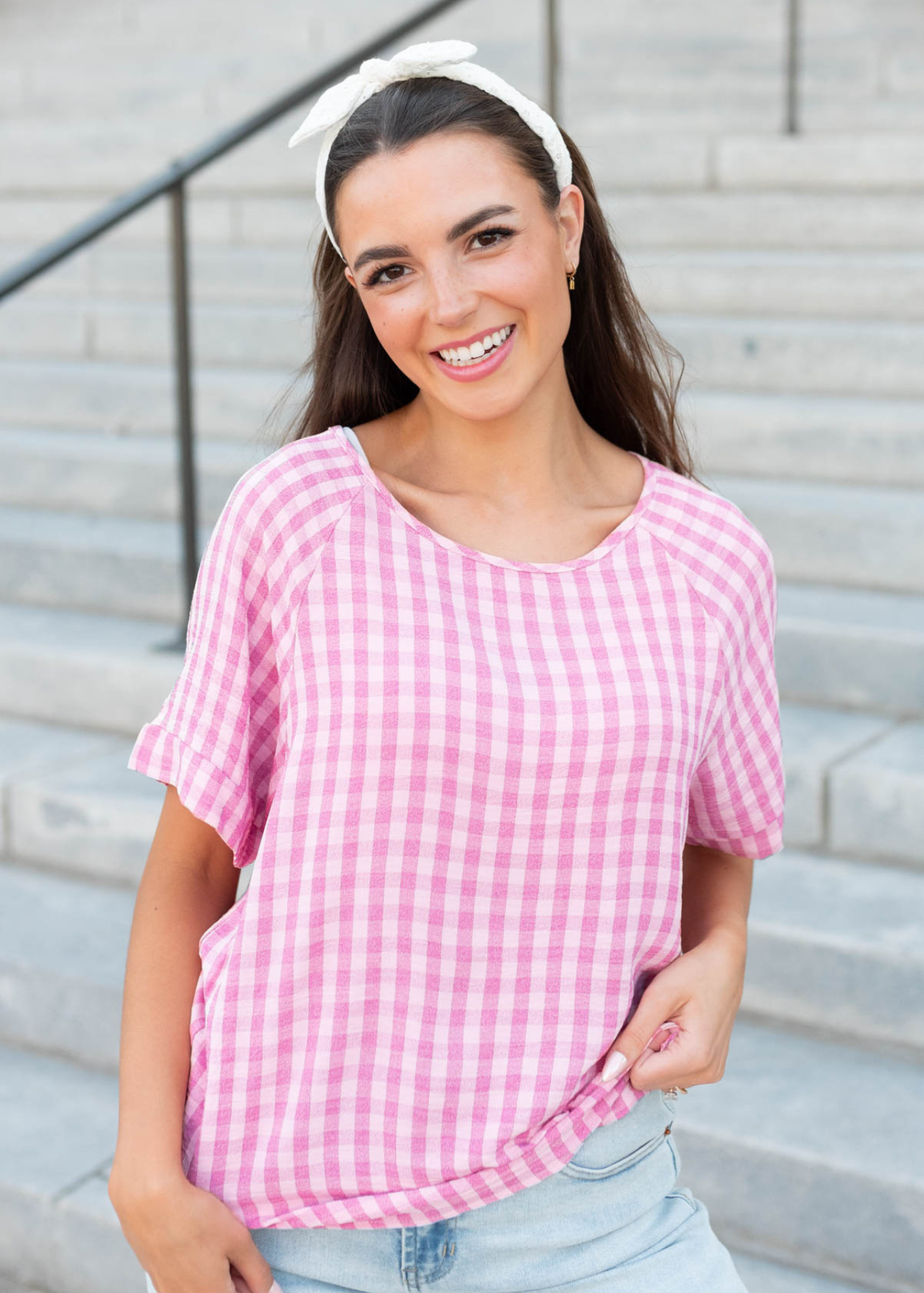 Emory Pink Gingham Top