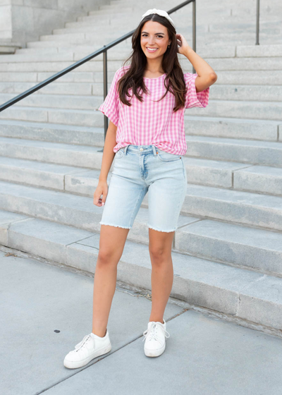 Emory Pink Gingham Top