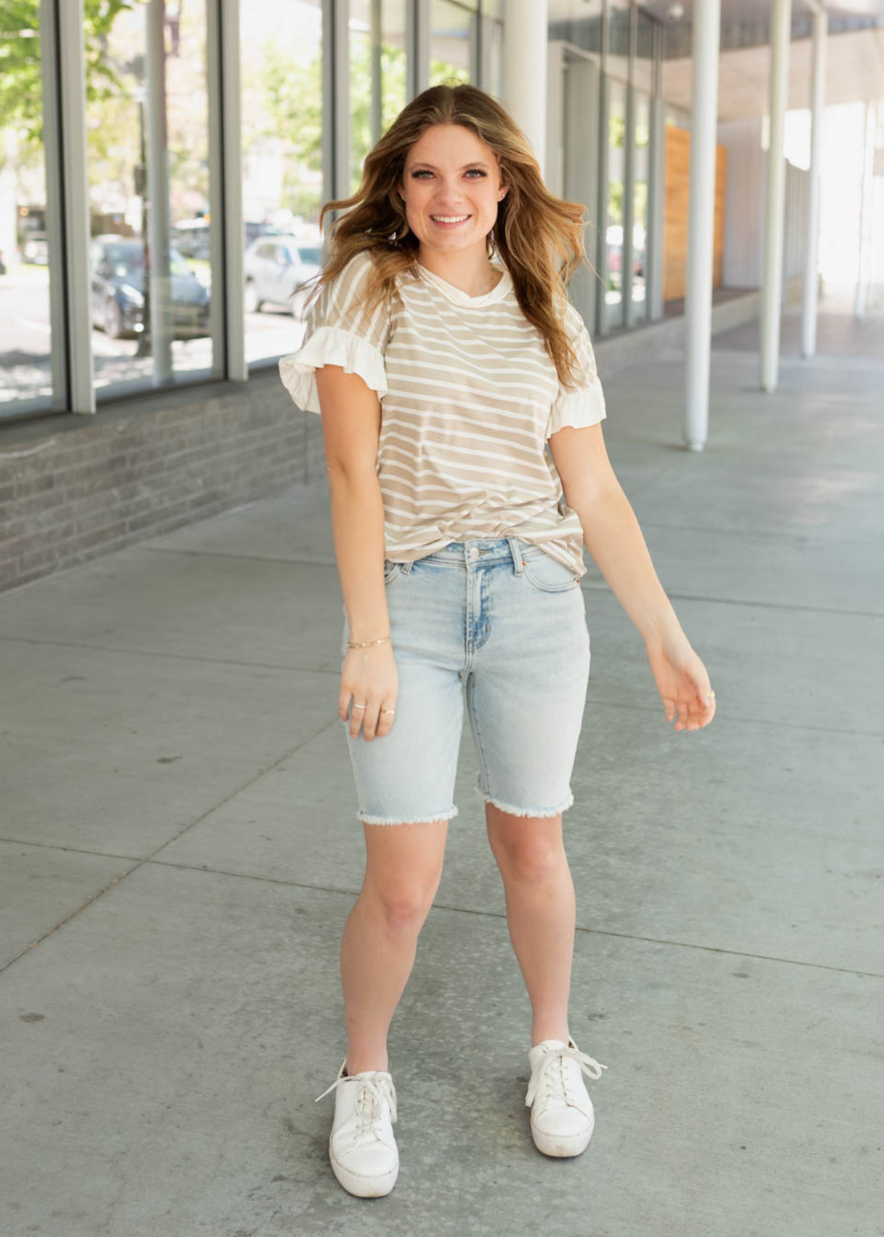 Taupe stripe top