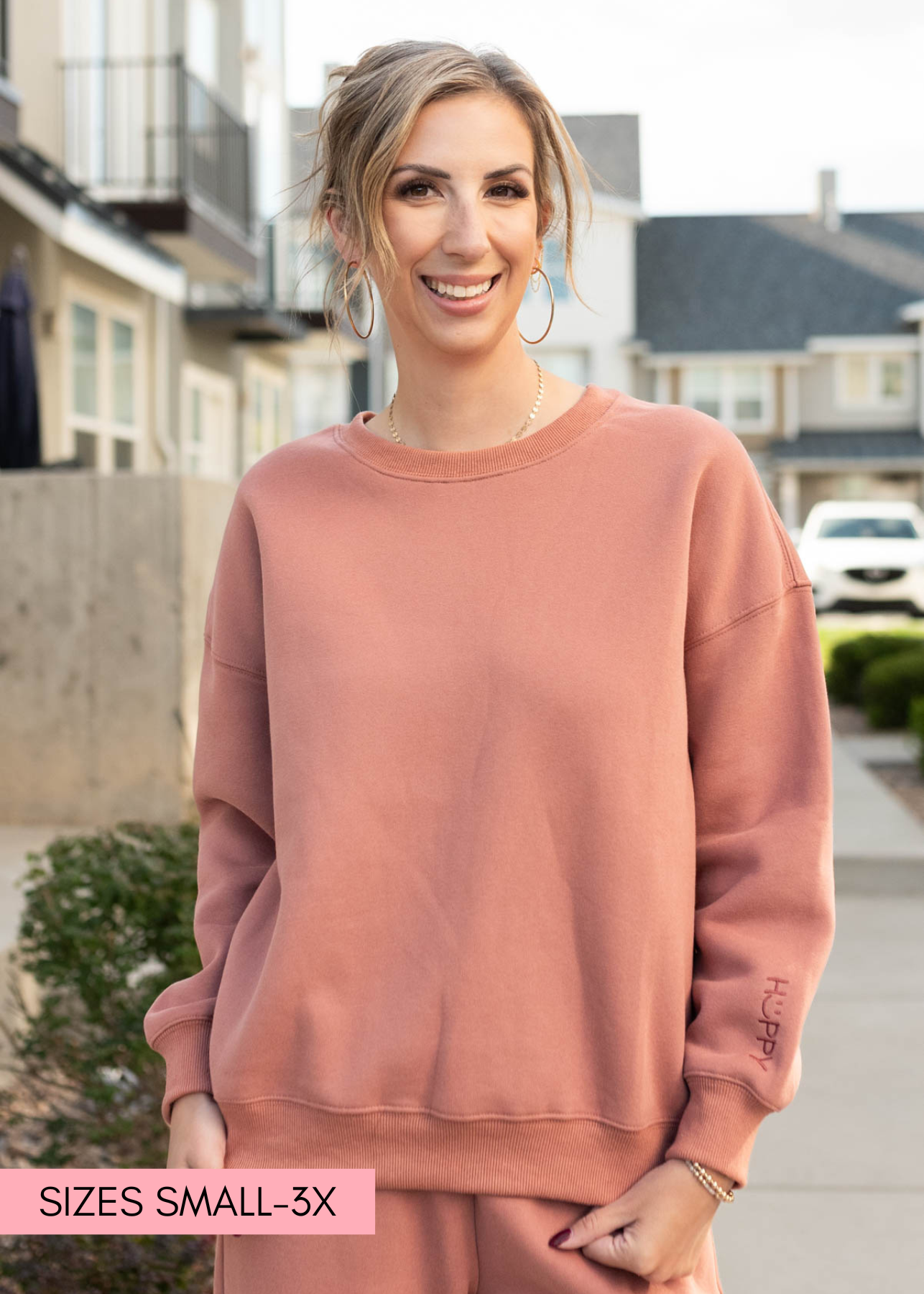 Small dusty rose happy sweater