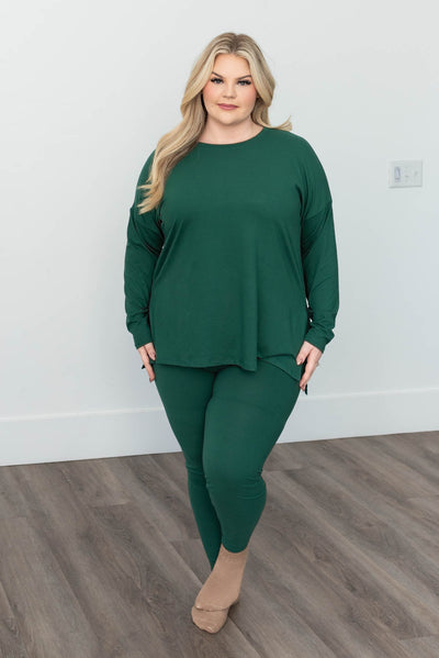 Plus size dark green lounge wear set