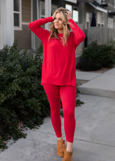 Long sleeve ruby lounge wear set with leggings