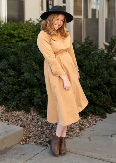 Long sleeve camel dress