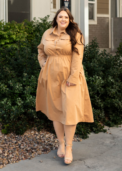 Plus size camel dress