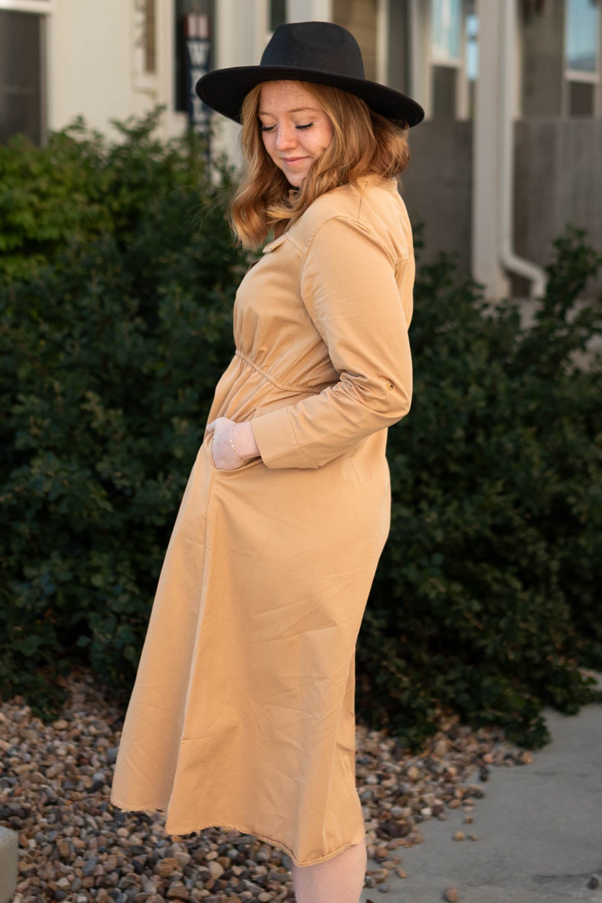 Side view of a camel dress