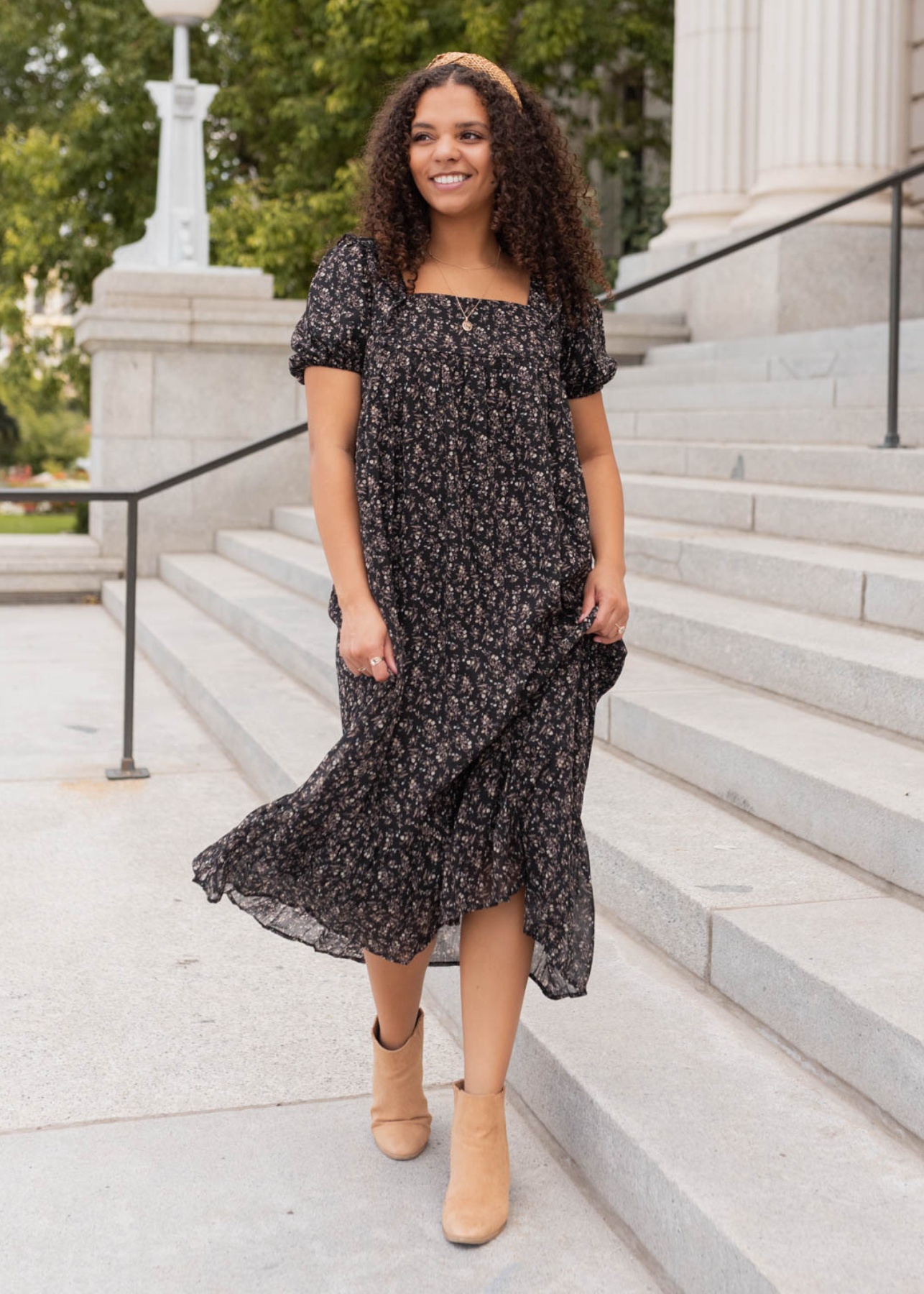 Black floral dress