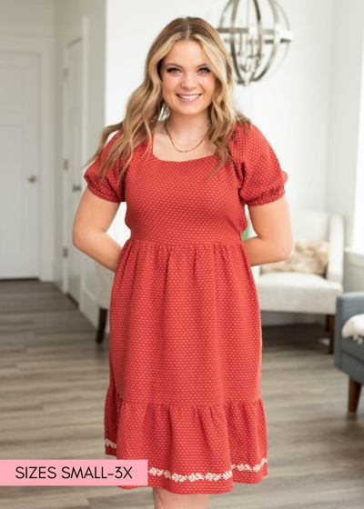 Short sleeve red dress