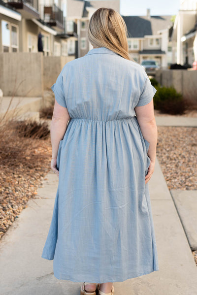 Itzel Blue Button Down Dress