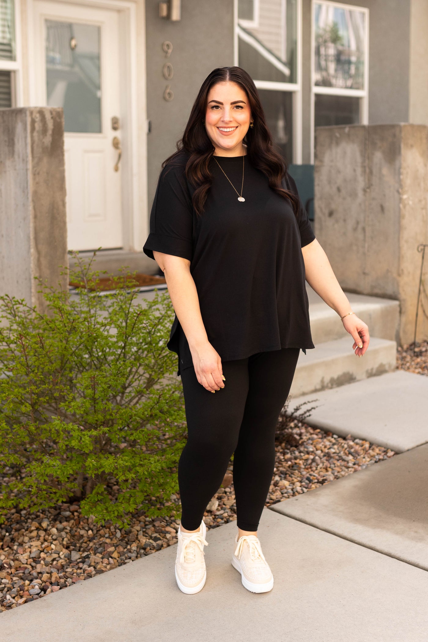 Shirt and leggings plus size black set 