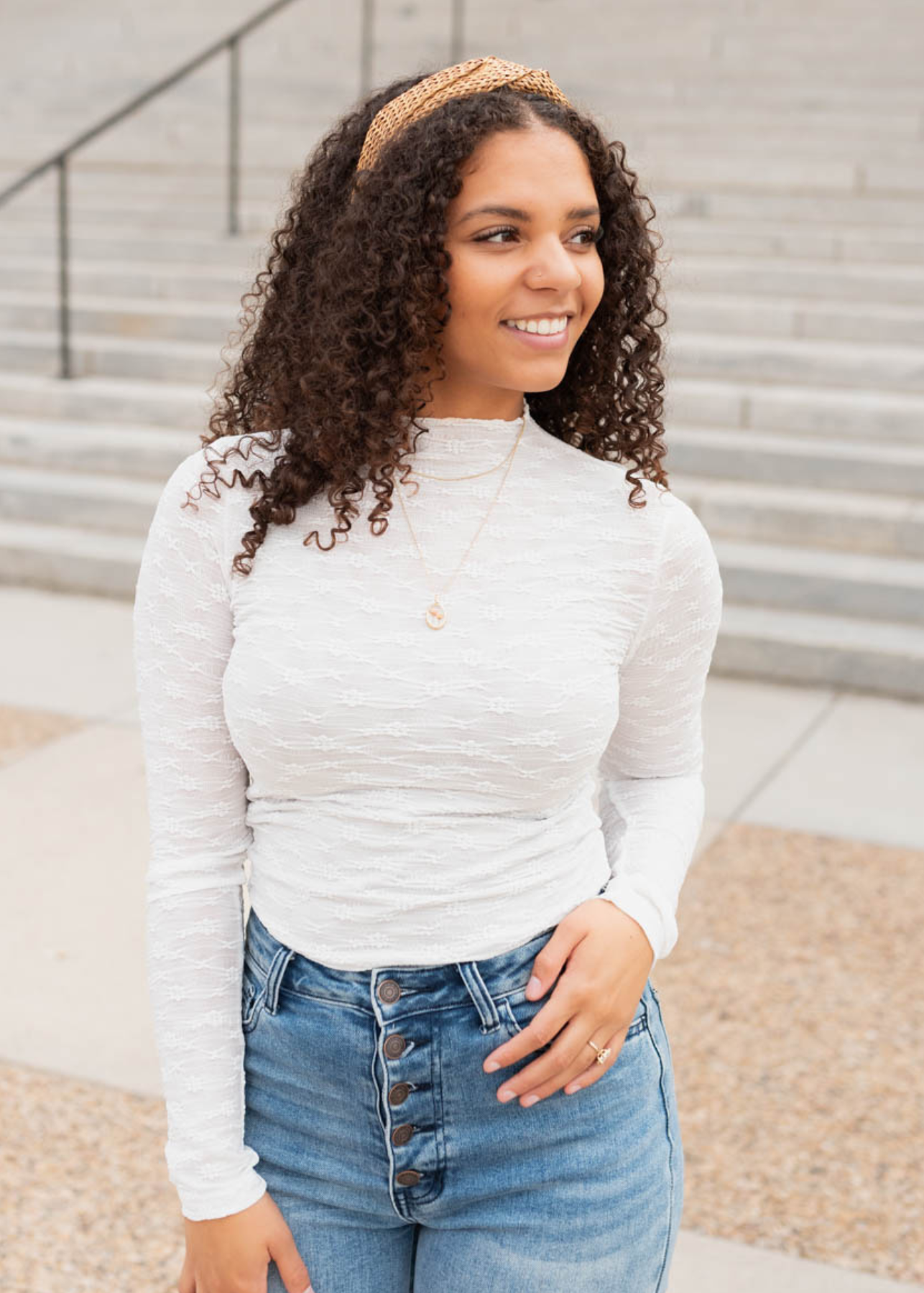 Jade White Sheer Floral Lace Top