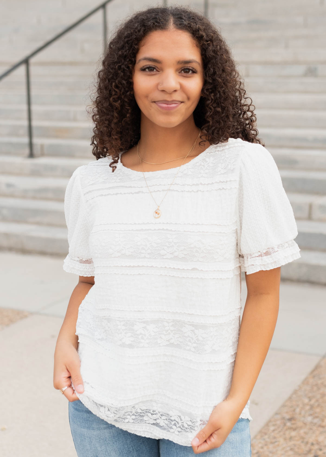 Jalene White Lace Top