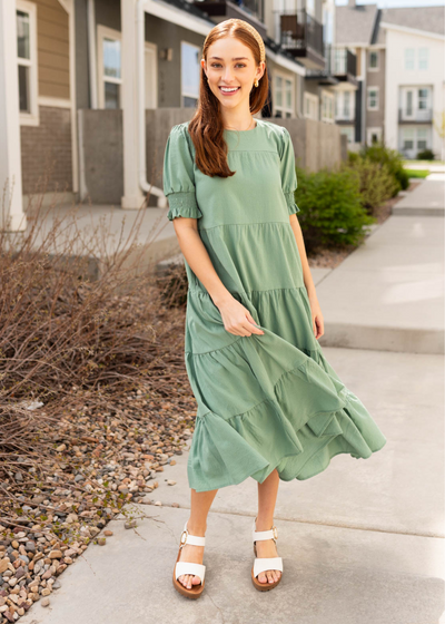 Tiered green dress