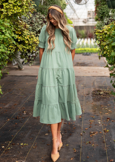 Tiered green dress