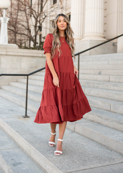 Tiered rust dress