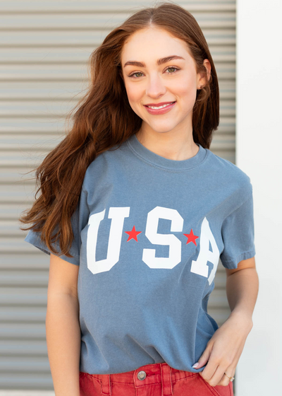 Blue star USA tee with short sleeves