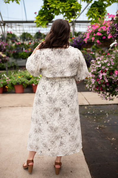 Jenelle Ivory Black Floral Print Dress