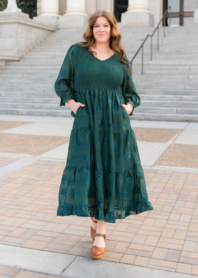 Jenny Dark Green Floral Dress